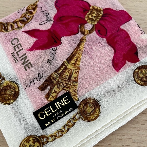 Celine Paris Accessories - Vintage Celine Paris Arc-de-Triomphe Medallion Era Cotton Voile Scarf BNWT 1970s